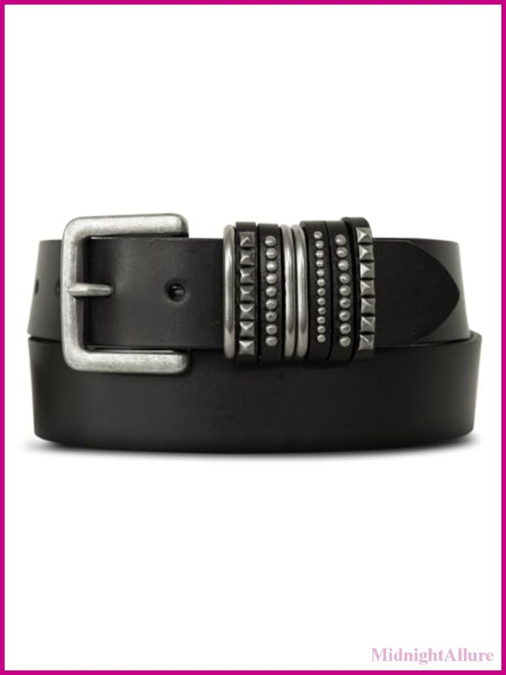Lucky Brand Buffalo Leather Belt with Studded Keeper, 1.5" Wide, Buckle Closure